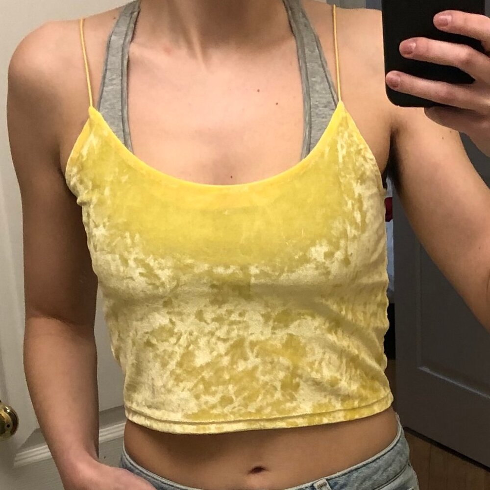 Divided/H&M Small Velour Yellow Crop Top